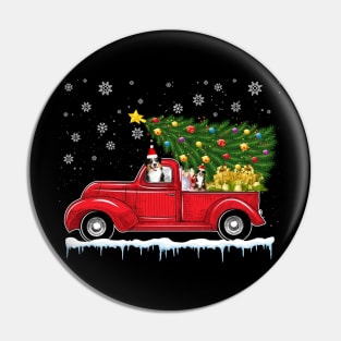 Red Truck pick up Miniature American Shepherd Christmas  lover gift T-Shirt Pin