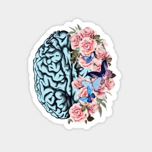 Butterflies  Blue Brain and pink roses, Positivity, Health, Mental, Depression, Anxiety, Mental Iliness Magnet