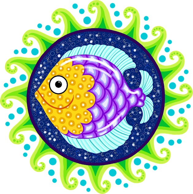 Little Fish Mandala Kids T-Shirt by SoozieWray