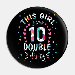 In My Double Digits Era Retro 10 Year Old 10th Birthday Girl Pin