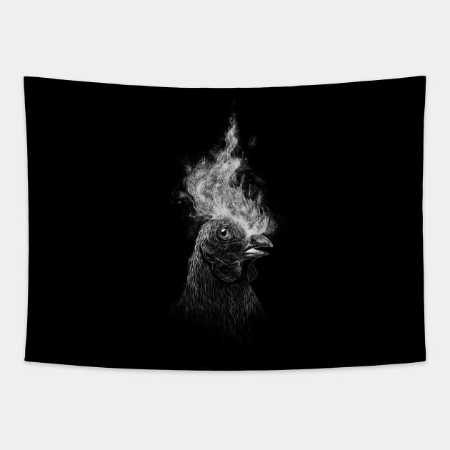 Fire Rooster Tapestry by Sungeist