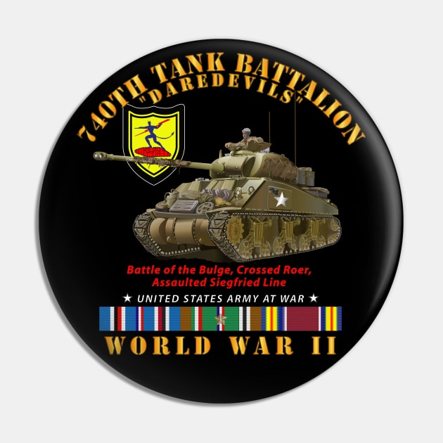 740th Tank Battalion - Daredevils w Tank WWII  EU SVC Pin by twix123844