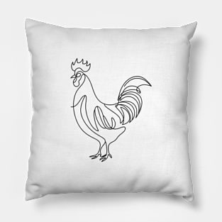 Rooster Line Art Pillow