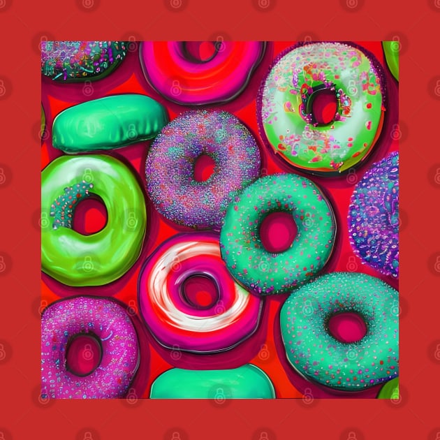 Colorful Donuts Red by BlakCircleGirl