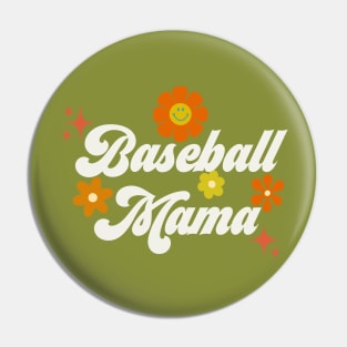 Baseball Mama - 70s style - White Pin