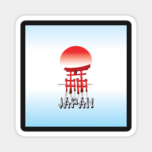 Japan, Torii Gate in Sunset, Travel Poster Magnet