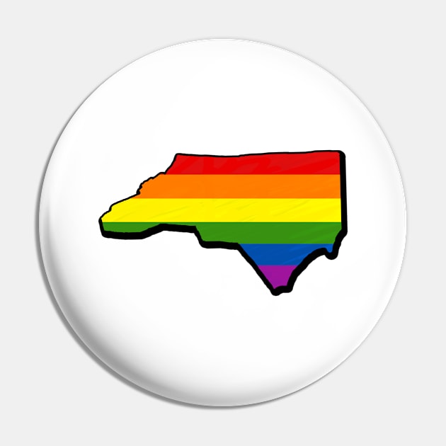 Rainbow North Carolina Outline Pin by Mookle