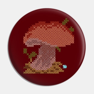 Cross Stitch Mushroom Pin