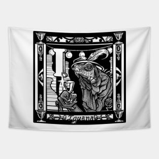 I is For Iguana - Black Outlined Version Tapestry