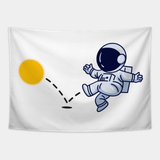 Astronaut plays Sun Soccer Tapestry