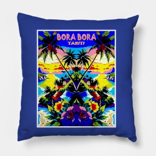 Bora Bora Tahiti Abstract Travel and Tourism Advertising Print Pillow