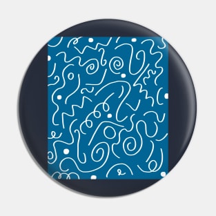 Blue & White Squiggles Pin