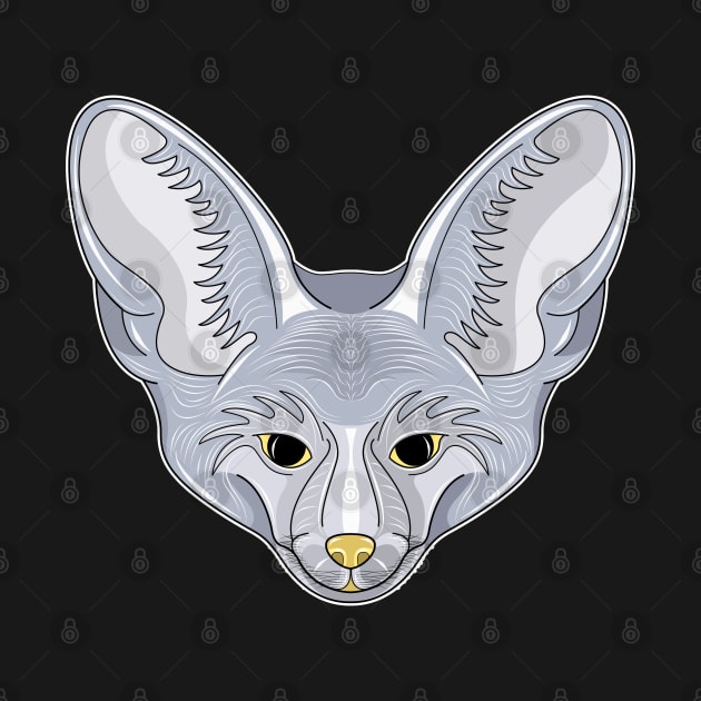 cute silver bat eared fox face by dwalikur