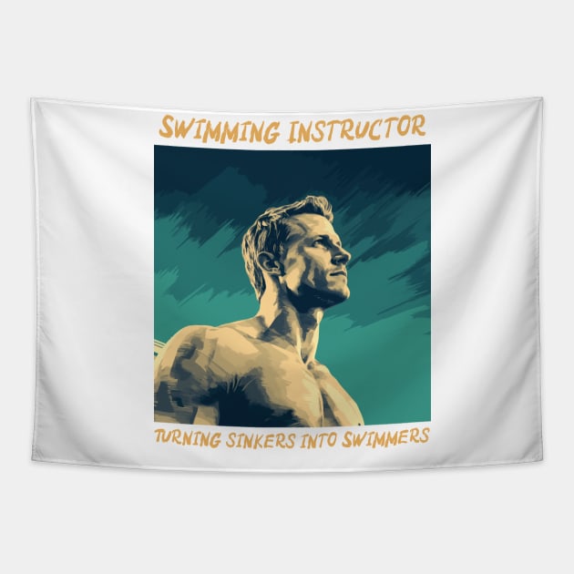 swim instructor, swim coach, swimming trainning, fun designs v9 Tapestry by H2Ovib3s