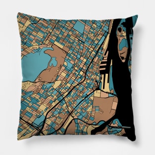 Montreal Map Pattern in Mid Century Pastel Pillow