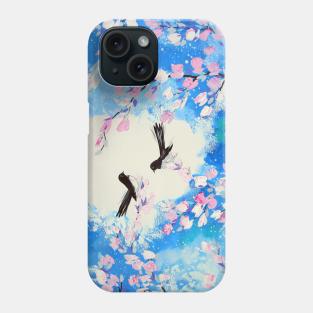 Blue, white and Birds Phone Case