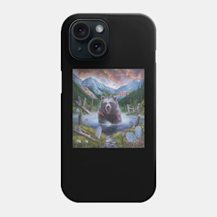 watercolor zombie bear in lake with horns Phone Case