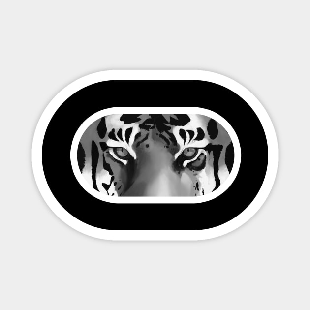 Intense stare from a tiger - Black and White variation Magnet by Moon Lit Fox