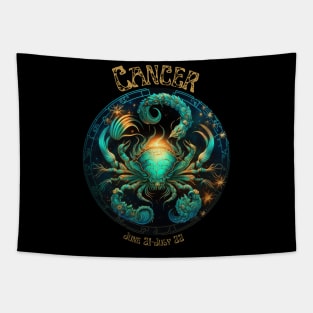 Retro Cancer Zodiac Sign Tapestry