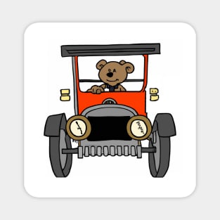 Teddy Bear Driving a jalopy Magnet