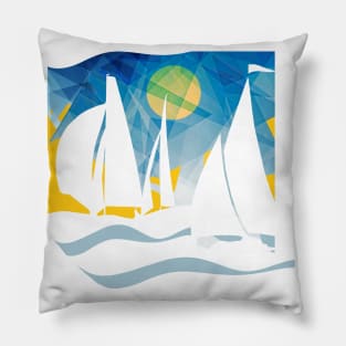 Abstract Nautical Sailing Regatta Pillow