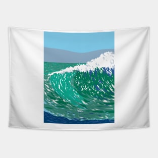 Sandspit Beach or Santa Barbara Harbor Beach in San Luis Obispo California WPA Poster Art Tapestry