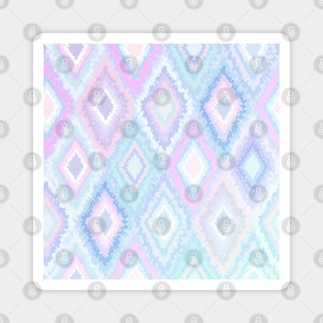 Pattern- Pastel rainbow tie dye polygonal Ikat Pattern mask Aesthetic Pink, Blue, Purple, Peach and Grey Design Magnet by best-vibes-only