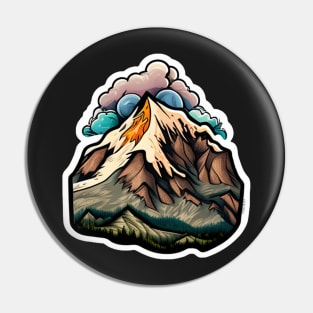 Storm Clouds over Mountain Peak Sticker Pin