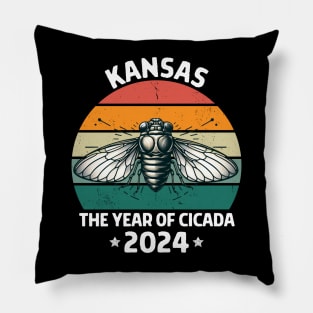Retro cicada 2024 kansas cicada invasion Pillow