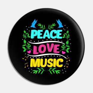 Cute Peace Love Music Hippie Hipster Festival Pin