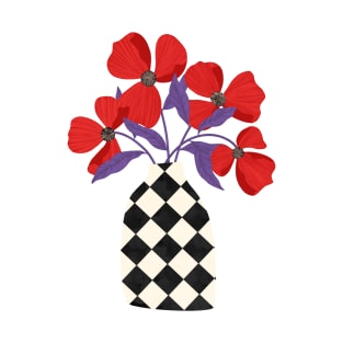 Checkered vase and poppies T-Shirt