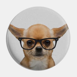 Portrait of Chihuahua with Nerd Glasses Pin