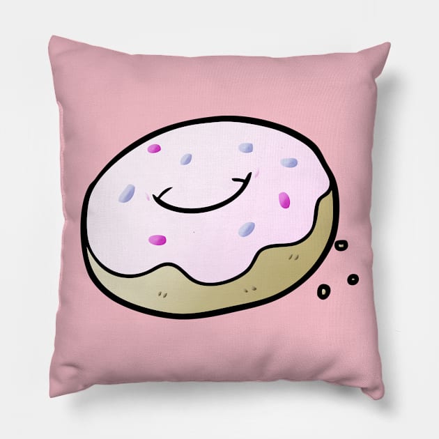 Strawberry Donut Pastry Sweets with Sprinkles Pillow by InkyArt