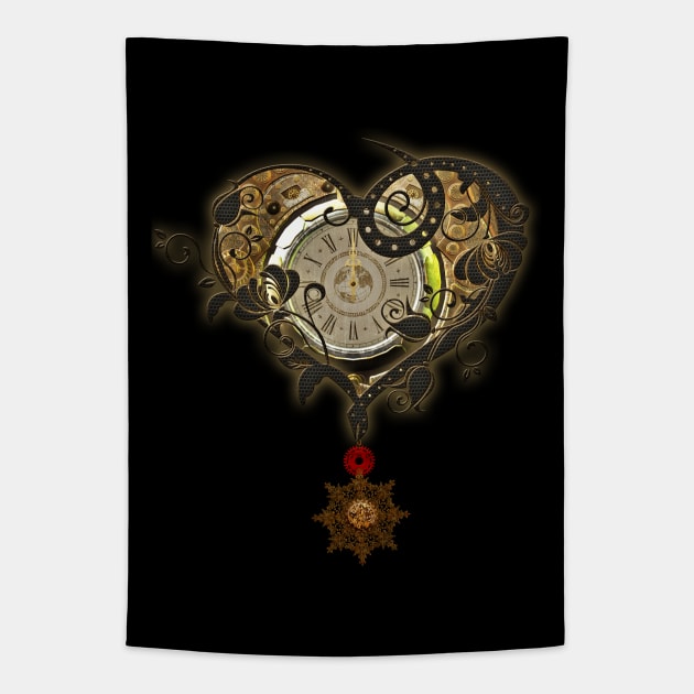 Wonderful steampunk heart, clocks and gears Tapestry by Nicky2342