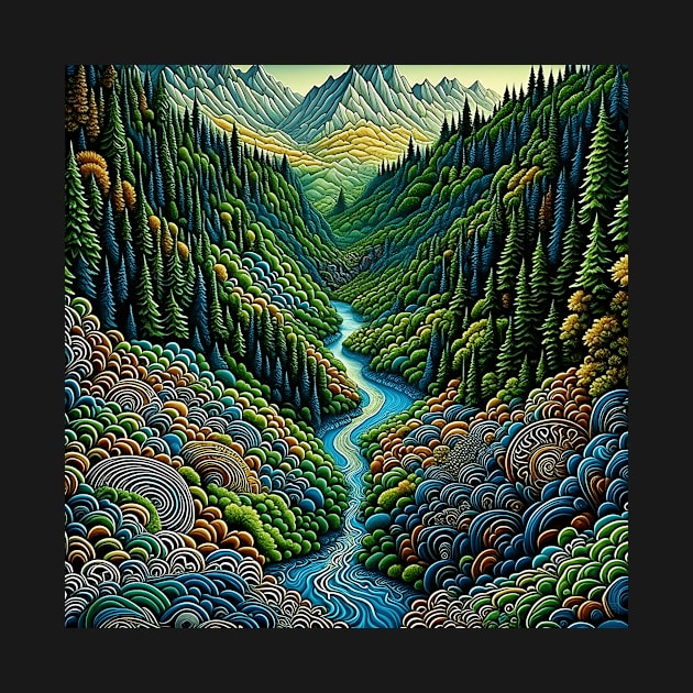 [AI Art] Green Valley, Optical Art Style by Sissely