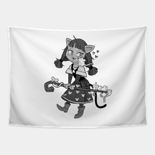 Cat girl loves mice Tapestry