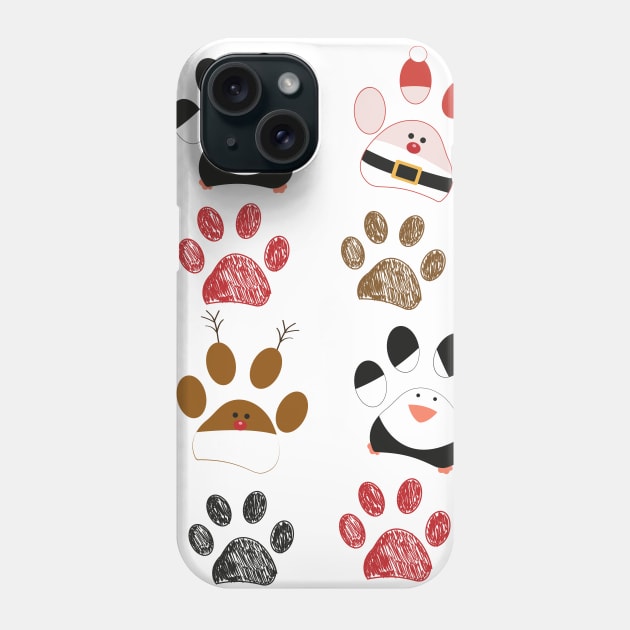 Santa Claus made of paw prints Phone Case by GULSENGUNEL