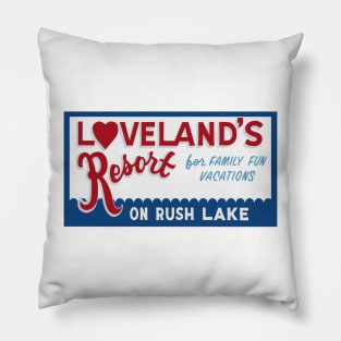 Lovelands Resort Crosslake, MN Blue Sign Logo Pillow