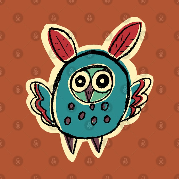 Short and Blue Simple Owl Illustration by narwhalwall