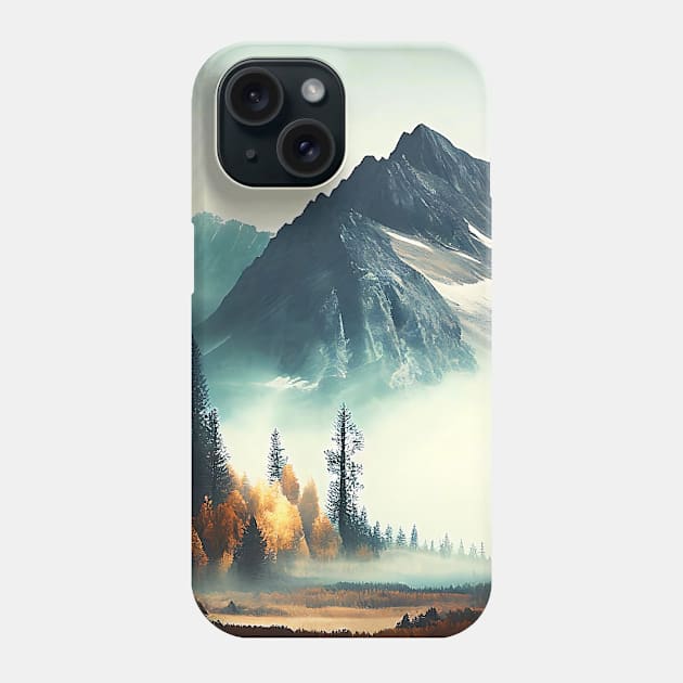 Misty Mountain with Colorful Autumn Trees Phone Case by The Art Mage