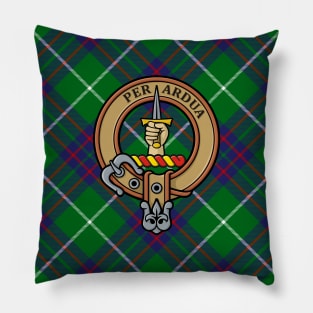 Clan MacIntyre Crest over Hunting Tartan Pillow