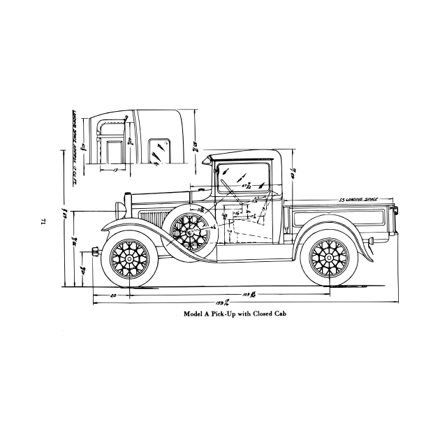 Ford Model A Pick-Up Technical Drawing by DTECTN