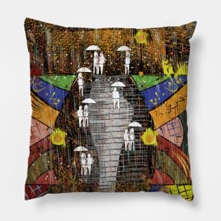 Modern abstract art of a rainy day in winter Pillow