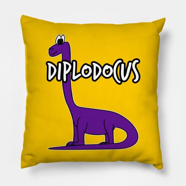 Doodle Diplodocus Dinosaur Herbivorous Jurassic Kids Funny Pillow by doodlerob