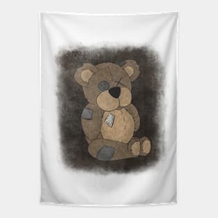 Scruffy patchwork bear illustration Tapestry