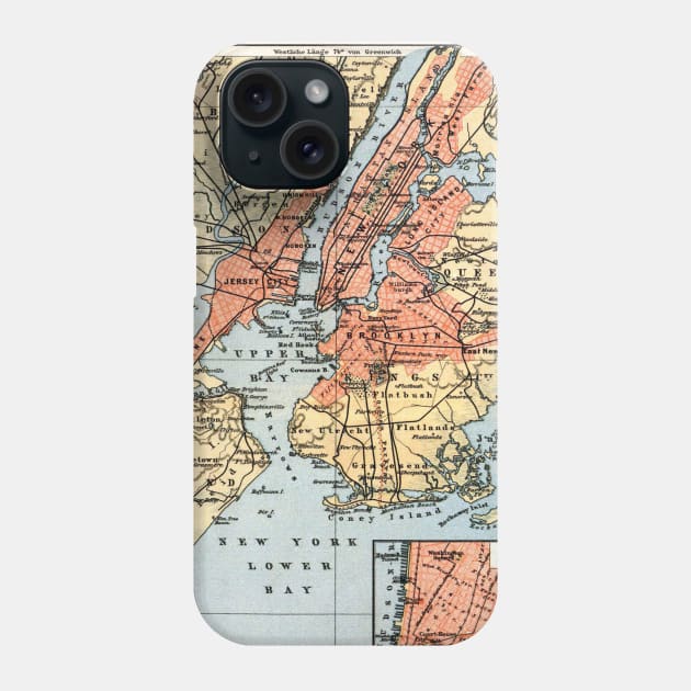 Vintage Map of The New York City Vicinity  (1890) Phone Case by Bravuramedia