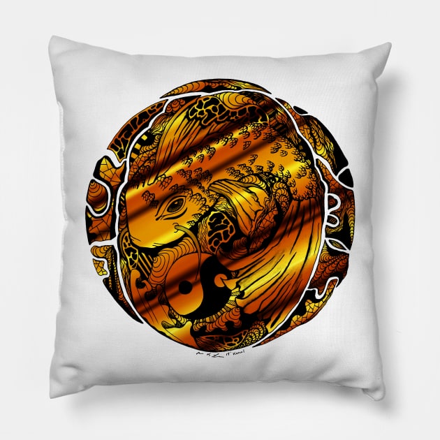 Koi of Balance Gold Edition Pillow by kenallouis