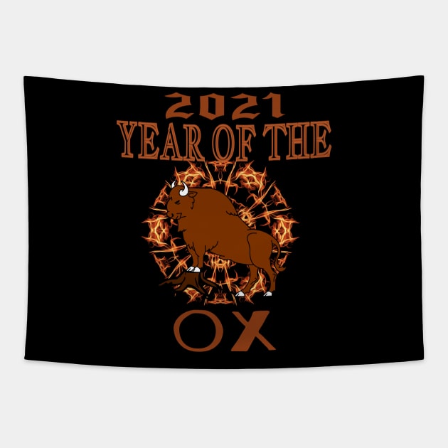 2021 year of the ox, chinese new year Tapestry by summerDesigns