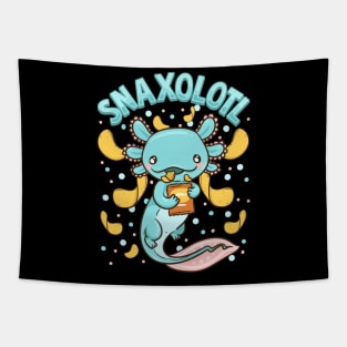 Cute & Funny Snaxolotl Adorable Snacking Axolotl Tapestry