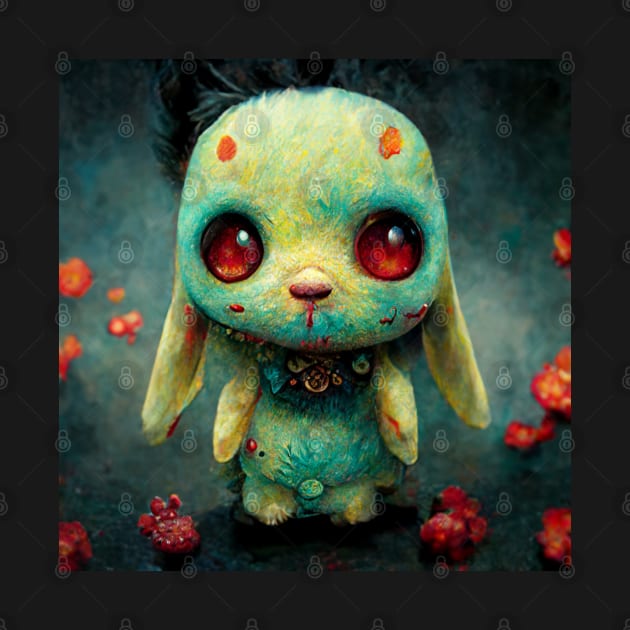 Green undead bunny by BloodRubyz